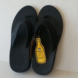 Mens Reef Flip Flops Black Size 10